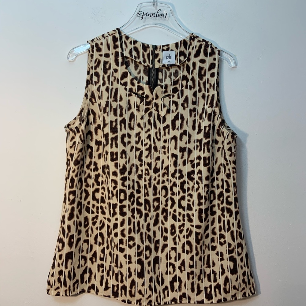 CAbi Sleeveless Leopard Career Blouse EUC Top